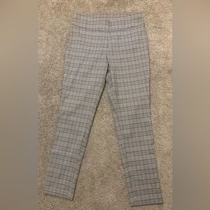 NY Collection Gray Skinny Plaid Pants